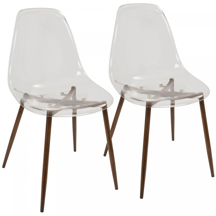 LumiSource Clara Walnut Clear Mid-Century Modern Dining Accent Chair - Set of 2