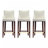 Shubert Modern Wood Upholstered Barstool in Ivory - Set of 3