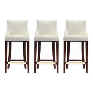 Shubert Modern Wood Upholstered Barstool in Ivory - Set of 3