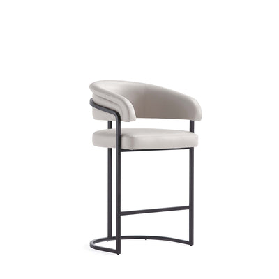 Augusta Modern Metal Upholstered Counter Stool in Light Gray | Tabouret de comptoir moderne Augusta en metal et tissu, gris clair