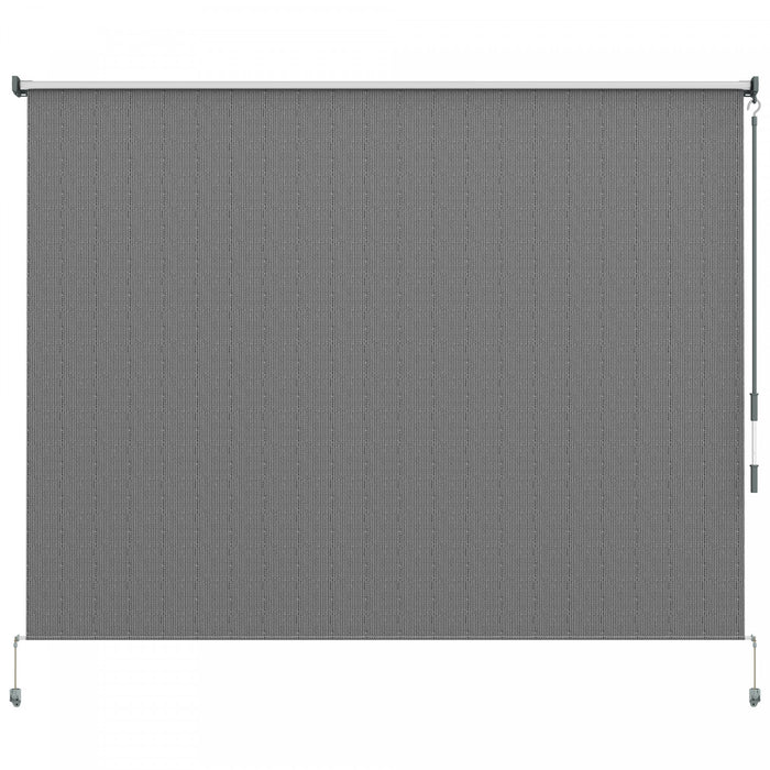 Outsunny Outdoor Roller Shade, 8' X 6' Patio Door Blinds, Dark Grey