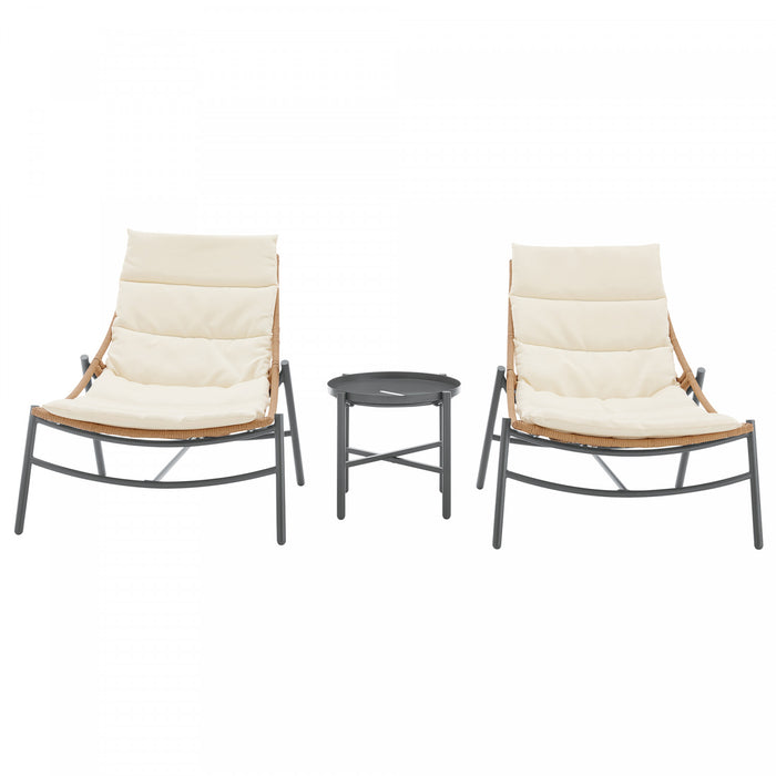 Sunset Modern 3-Piece Conversation Set in Cream