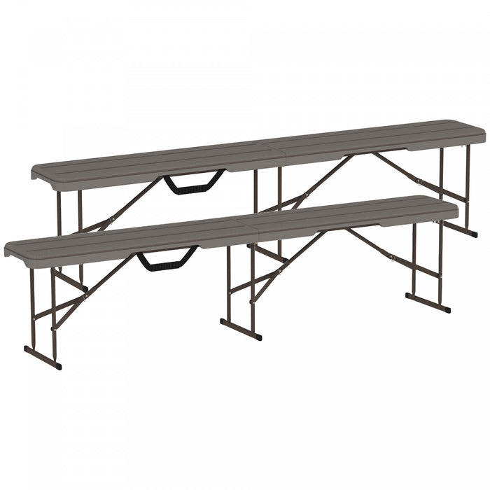 Outsunny 6 Ft Plastic Folding Bench, Portable Bench Seat, Distressed Brown