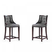 Fifth Avenue Traditional Wood Upholstered Counter Stool in Graphite - Set of 2