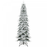 HOMCOM 7ft Prelit Flocked Christmas Tree, Downswept Hinged Xmas Tree