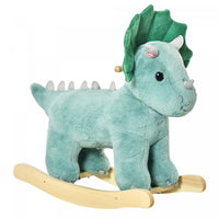 Qaba Kids Plush Ride-on Rocking Horse Triceratops-shaped Plush Toy Rocker With Realistic Sounds For