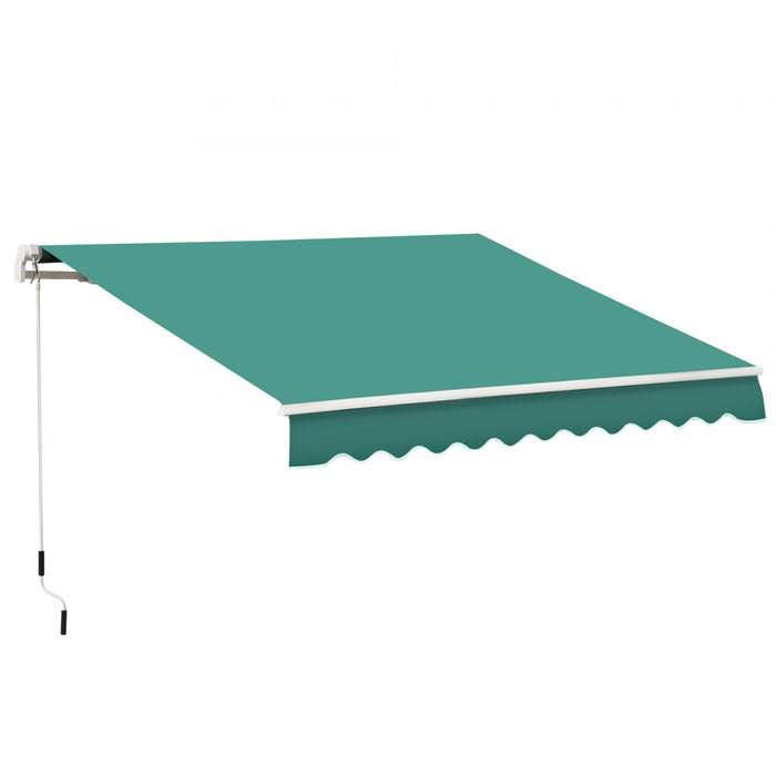 Outsunny 10' X 8' Manual Retractable Awning Shelter W/ Crank, Green