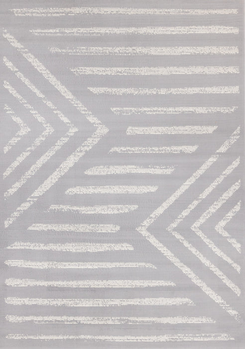 Forte Grey White Modern Striped Area Rug - 7'9\" x 10'6\"