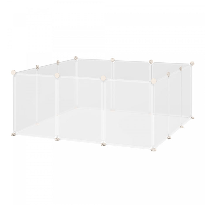 Pawhut Pet Puppy Dog Playpen, Portable Diy Catio Small Animal Cage For Bunny Chinchilla Guinea Pig Indoor Outdoor, 12 Panel, 17.7 X 13.8 Inch
