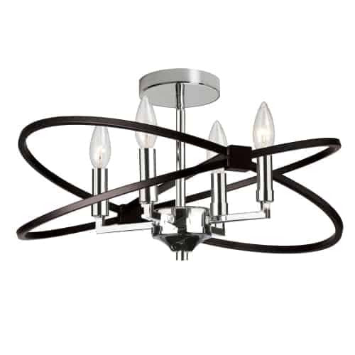 Dainolite Paloma 4 Light Semi-flush Mount Polished Chrome Matte Black Finish Lamp