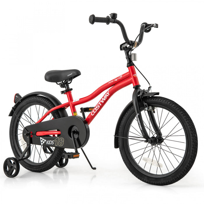 Costway 18\" Kids Bike For 4-8 Years Old Boys & Girls With Adjustable Seat Handbrake Reflectors Red