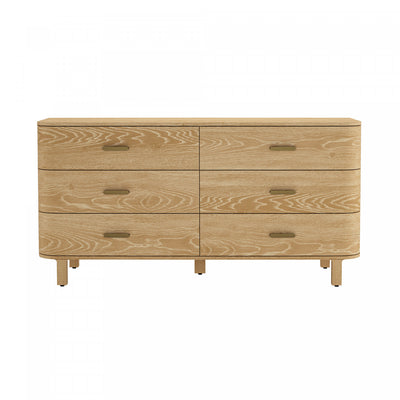 Solara Contemporary 68" Solid Wood Dresser in Natural Oak (6-Drawer) | Commode contemporaine Solara 68" en bois massif chene naturel (6 tiroirs)
