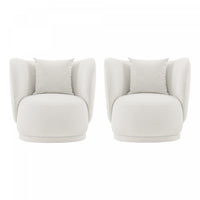 Siri Modern Upholstered Lounge Chair in Cream - Set of 2 