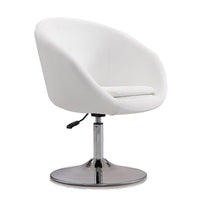 Manhattan Comfort Hopper Polished Chrome Faux Leather Adjustable Height Accent Chair - White