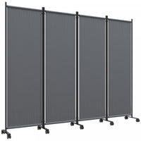 Outsunny Room Divider With Wheels, 5.6ft Folding Privacy Screen, Dark Grey