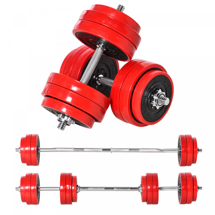 Soozier 66lbs 2-In-1 Dumbbell & Barbell Adjustable Set Strength Muscle Exercise Fitness Plate Bar Clamp Rod Home Gym Sports Area