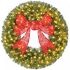HOMCOM 60in Pre-Lit Christmas Wreath for Front Door with 3D Red Bow