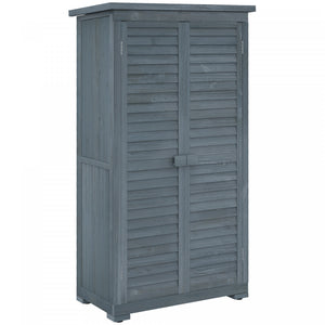 Outsunny Wooden Garden Shed, Compact Outdoor Storage Shed, 3-tier Shelves Tool Organizer With Asphalt Roof And Shutter Doors, 34.3