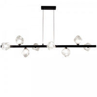 Dainolite Pearlene 8 Light Horizontal Pendant Matte Black Clear Glass Lamp