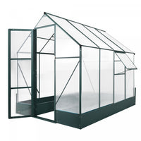 Outsunny 8.2' X 6.2' Upgraded Greenhouse With Temperature Controlled Window, Raised Garden Bed And F