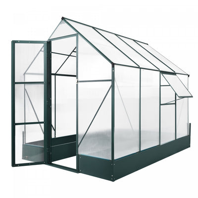 Outsunny 8.2' X 6.2' Upgraded Greenhouse With Temperature Controlled Window, Raised Garden Bed And F|Outsunny 8.2' X 6.2' Jardin De Plantes D'exterieur A Effet De Serre, Fenetre A Temperature Controlee