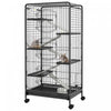 Pawhut 6-tier Small Animal Cage Pet Playpen For Rabbit Ferret Chinchilla On Wheels With Removable Tray Platform Ramp Food Dish Water Bottle, 25\" X 17\" X 52\"