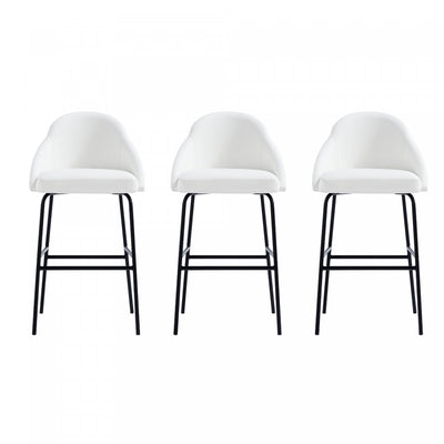Gracie Modern Metal Upholstered Barstool in White and Black - Set of 3 | Tabouret de bar moderne en metal Gracie, rembourre, blanc et noir - Lot de 3