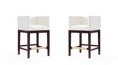 Kingsley Mid-Century Modern Wood Upholstered Counter Stool in Ivory - Set of 2 | Tabouret de comptoir en bois rembourre ivoire style Mid-Century Modern Kingsley - Lot de 2
