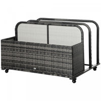 Rolling Pool Storage Rattan Outdoor Storage Wicker Organizer, Grey