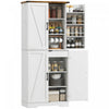 HOMCOM 72\" Kitchen Pantry Cabinet, Farmhouse Kitchen Storage Cabinet, White