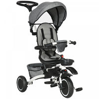 Aosom 6-in-1 Toddler Tricycle, Kids Trike With Rotatable Seat, Adjustable Push Handle, Safety Harnes
