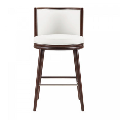 Evalyn Modern Wood Upholstered Barstool in White | Tabouret de bar moderne en bois avec assise rembourree Evalyn, blanc