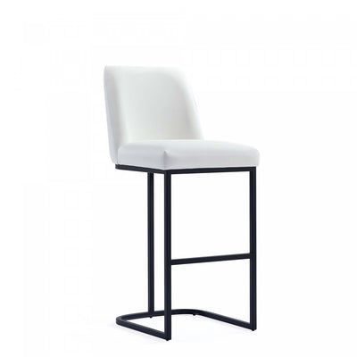 Serena Modern Metal Upholstered Barstool in White Armoire | Tabouret de bar moderne en metal et tissu Serena, blanc