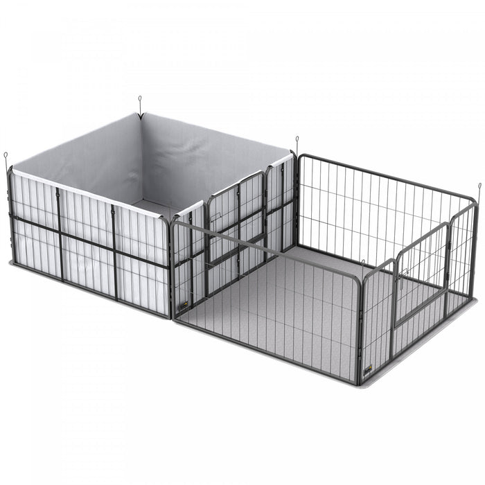 Pawhut Whelping Box For Dogs And Puppies, 96\" X 48\" X 23.5\", Puppy Playpen With 600d Windproof Oxford Fabric Cloth, Washable Pee Pad, Pet Playpen With Door, For Medium & Large Dogs