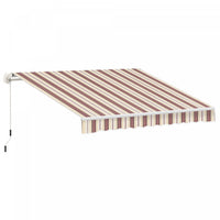 Outsunny 10' X 8' Manual Retractable Awning Shelter W/ Crank, Red Stripe