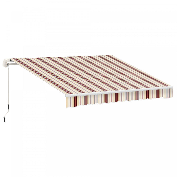 Outsunny 10' X 8' Manual Retractable Awning Shelter W/ Crank, Red Stripe