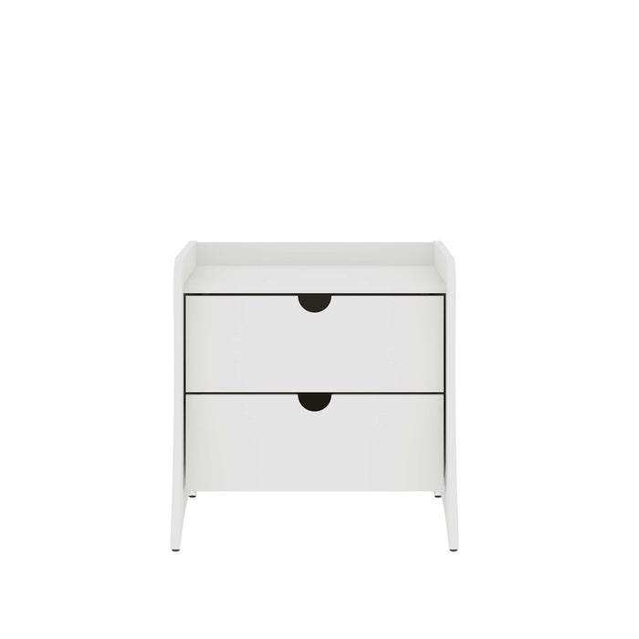 Coney Mid-Century Modern 20\" Nightstand in White (2-Drawer)
