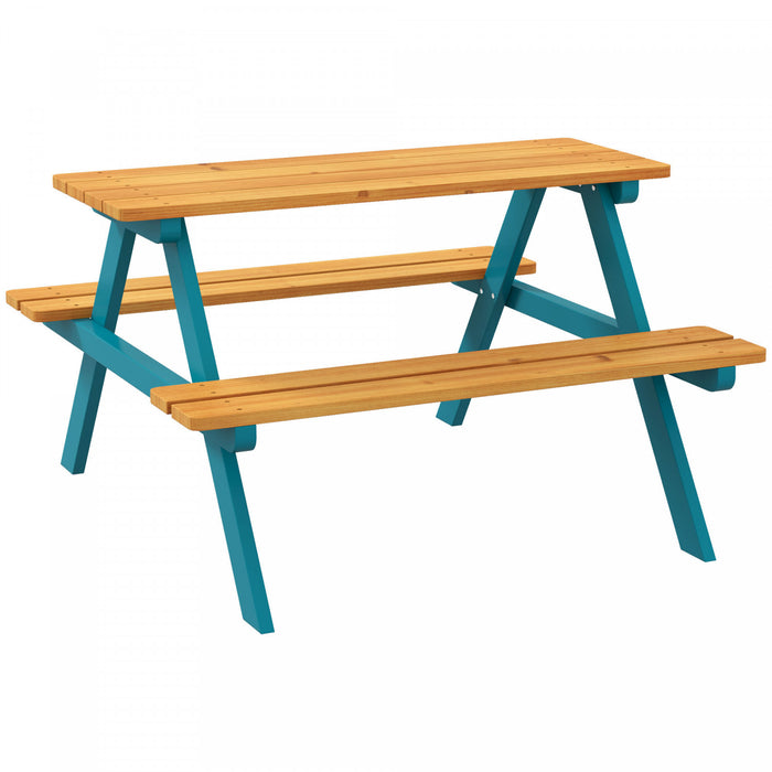 Outsunny Kids Picnic Table, Wooden Kids Table And Chair Set Outdoor Activity For Girls Boys Gift Aged 3-8 Years Old, For Backyard Garden Lawn, Natural Wood