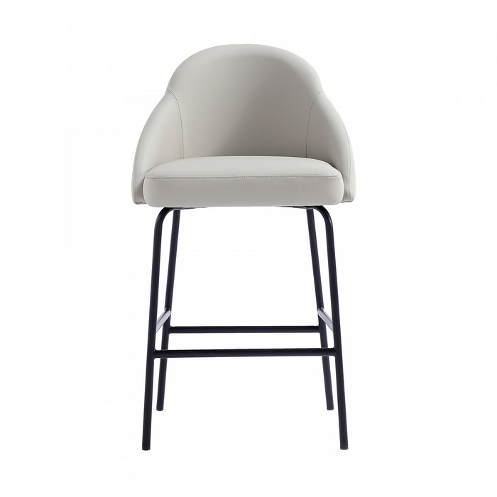 Gracie Modern Metal Upholstered Counter Stool in Stone Gray and Black Armoire