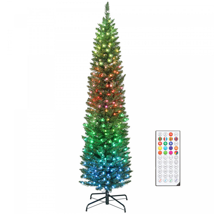 HOMCOM 6ft Christmas Tree with DIY Synchronized LEDs, Xmas Tree, Green