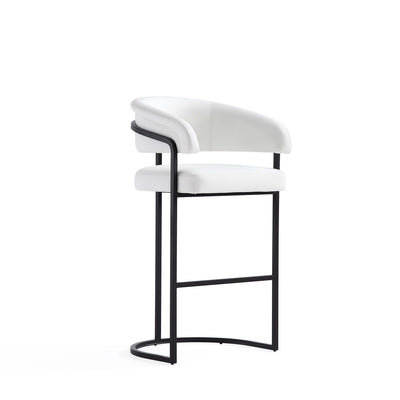 Augusta Modern Metal Upholstered Barstool in White | Tabouret de bar moderne Augusta en metal et tissu, coloris blanc