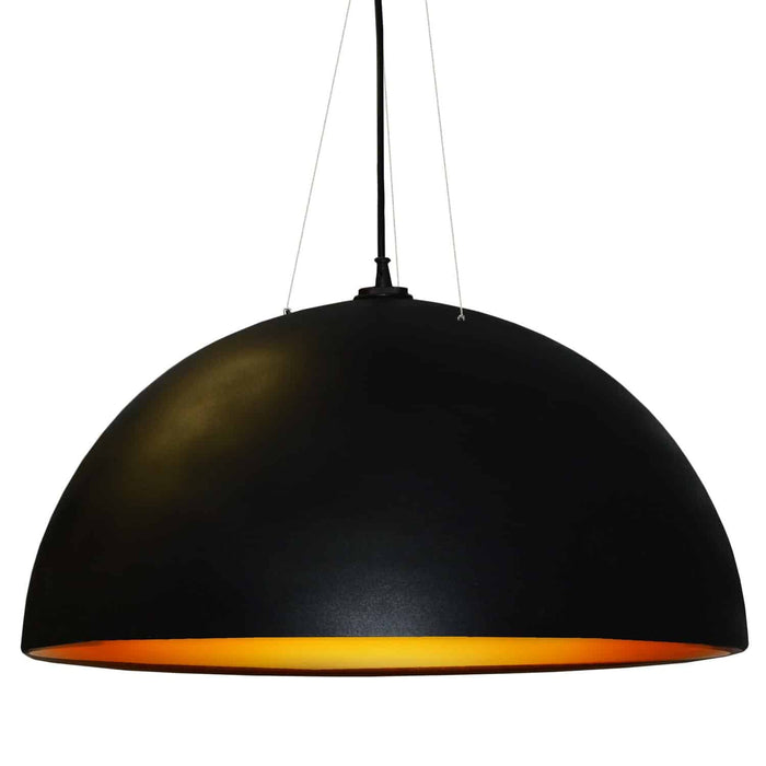 Dainolite Dome 3 Bulb Pendant Black/Gold Finish Lamp