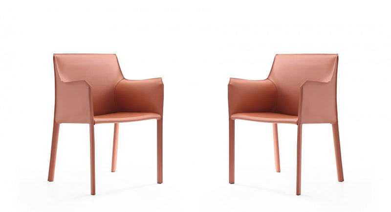 Paris Modern Vegan Leather Side Chair in Clay - Set of 2