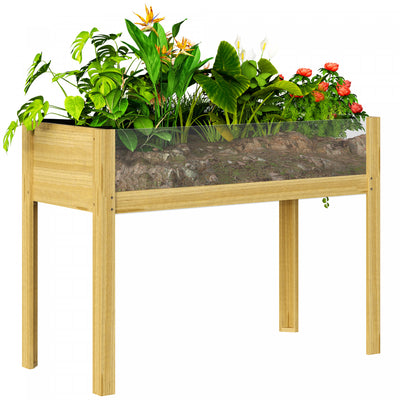 Outsunny Wooden Planter Box Outdoor Raised Planter, 43.3" x 19.7" x 31.5"