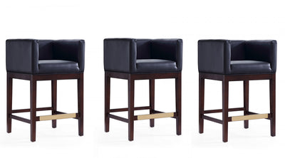 Kingsley Mid-Century Modern Wood Upholstered Counter Stool in Black - Set of 3 | Tabouret de comptoir Kingsley style milieu du siecle en bois et tissu, noir - Lot de 3