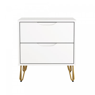 Avira Mid-Century Modern 20" Nightstand in White (2-Drawer) | Table de nuit Avira style milieu du siecle moderne 20" en blanc (2 tiroirs)