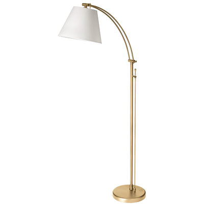 Dainolite Felix 1 Light Adjustable Floor Lamp Aged Brass White Shade|Lampe à pied Felix réglable de Dainolite avec abat-jour blanc, fini laiton vieilli et 1 ampoule