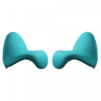MoMa Modern Wool Blend Accent Chair in Teal - Set of 2