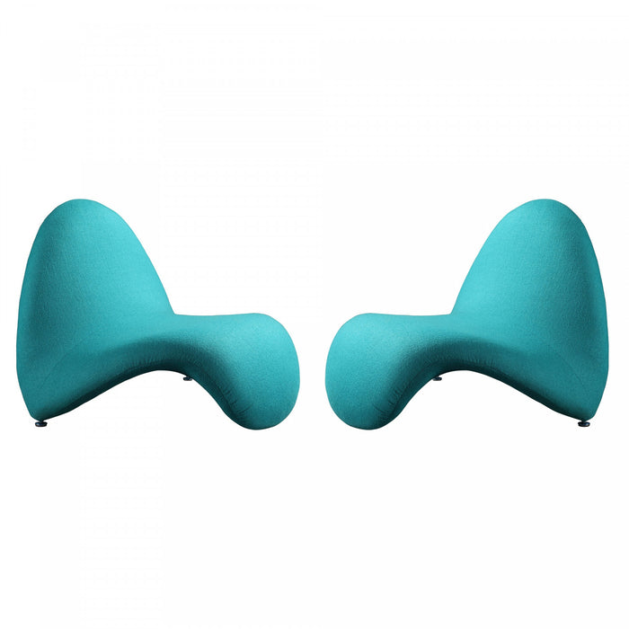 MoMa Modern Wool Blend Accent Chair in Teal - Set of 2