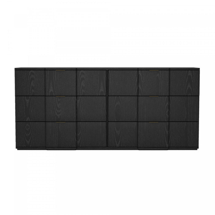 Clive Mid-Century Modern 72\" Dresser in Black and Gold (6-Drawer)